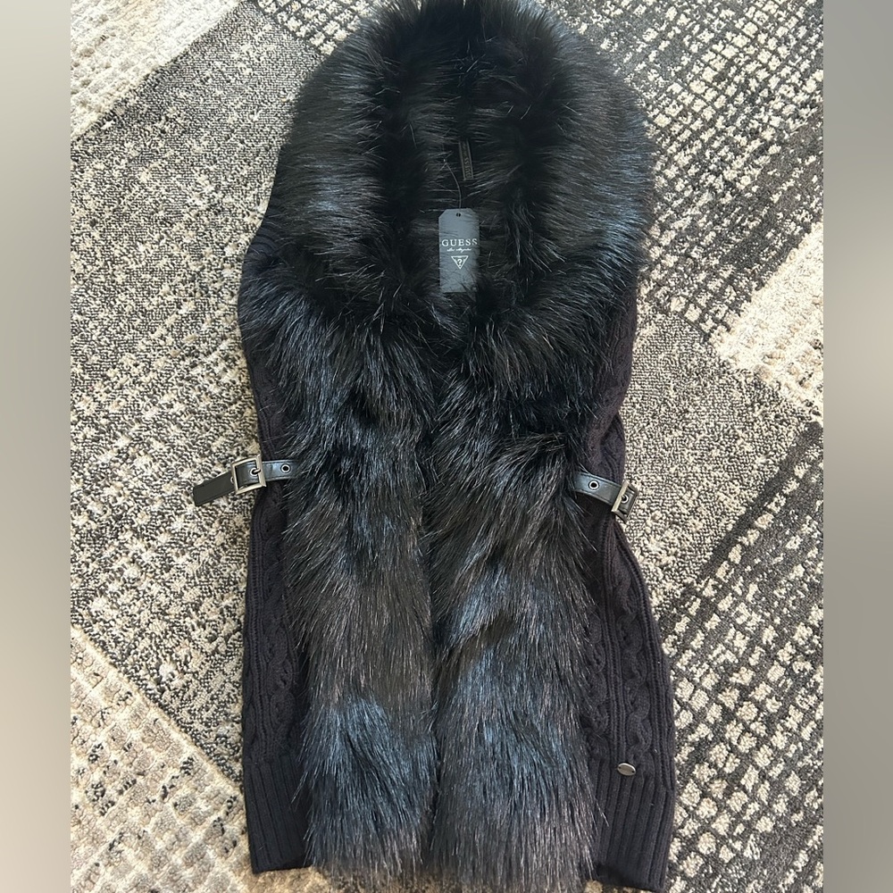 Guess Black Faux Fur Trim